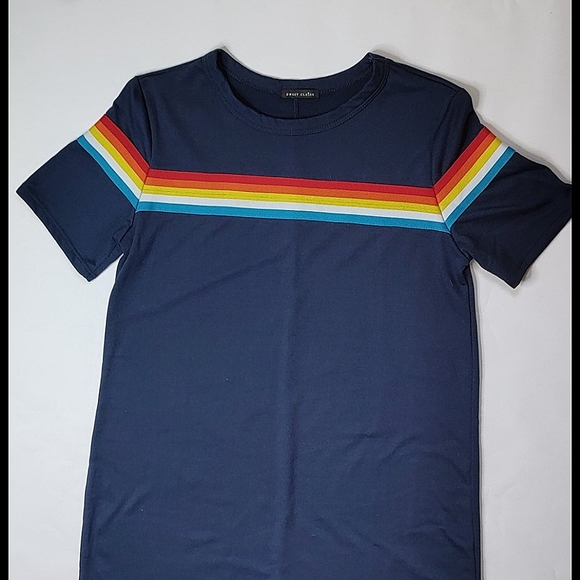 Sweet Claire Navy Dress with Color Stripe SMALL - Picture 2 of 3